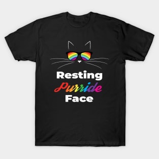 Resting Purride Face Gay Pride Cat Face With Rainbow Sunglasses T-Shirt